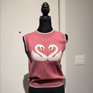 Elegant Swan Knit Sweater Vest